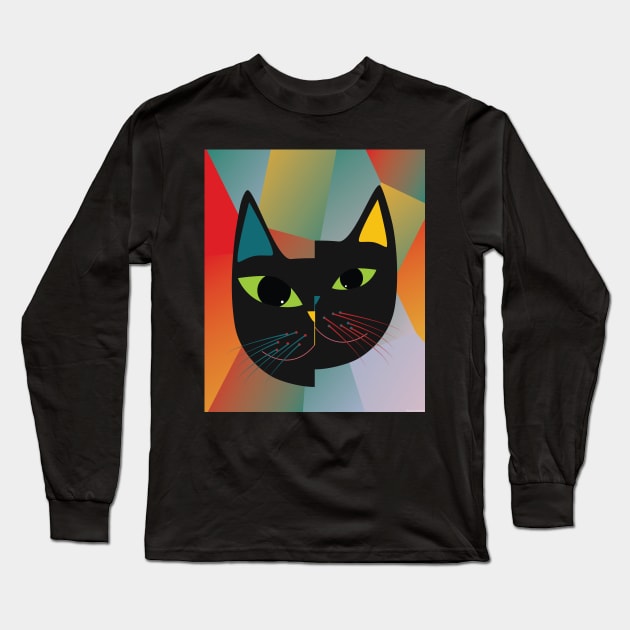 Cat Cubism Long Sleeve T-Shirt by uncutcreations